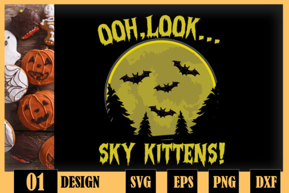 Review: Funny Halloween Bats Sky Kittens Design